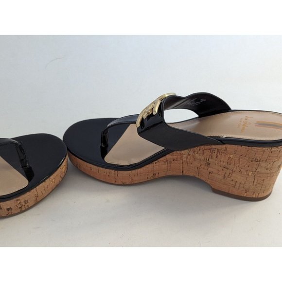 Sam Edelman Yardlie Black Patent Leather Wedge Platform Sandals Size 8 - Picture 11 of 13